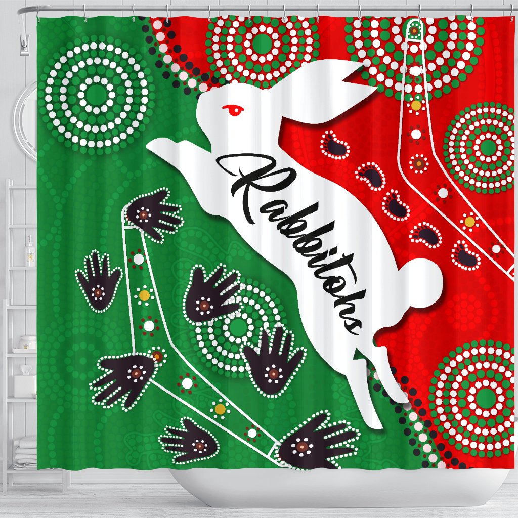 rabbitohs-forever-shower-curtain-indigenous