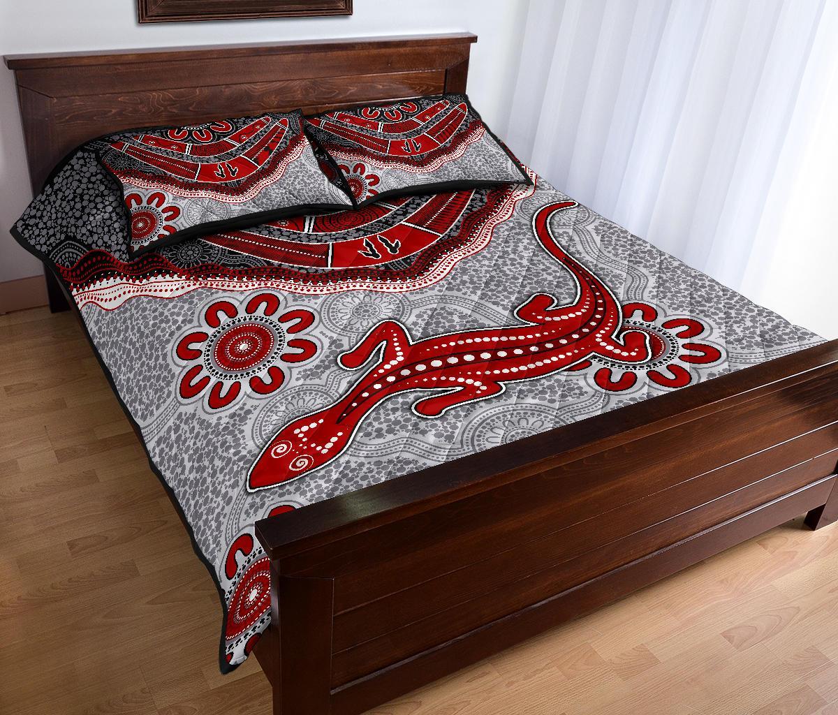 aboriginal-quilt-bed-set-indigenous-boomerang-and-lizard-art