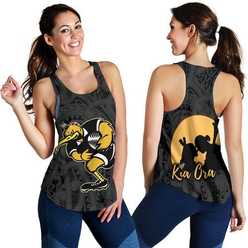 Maori Kiwi Rugby Women Racerback Tank Hongi - Kia Ora New Zealand - Vibe Hoodie