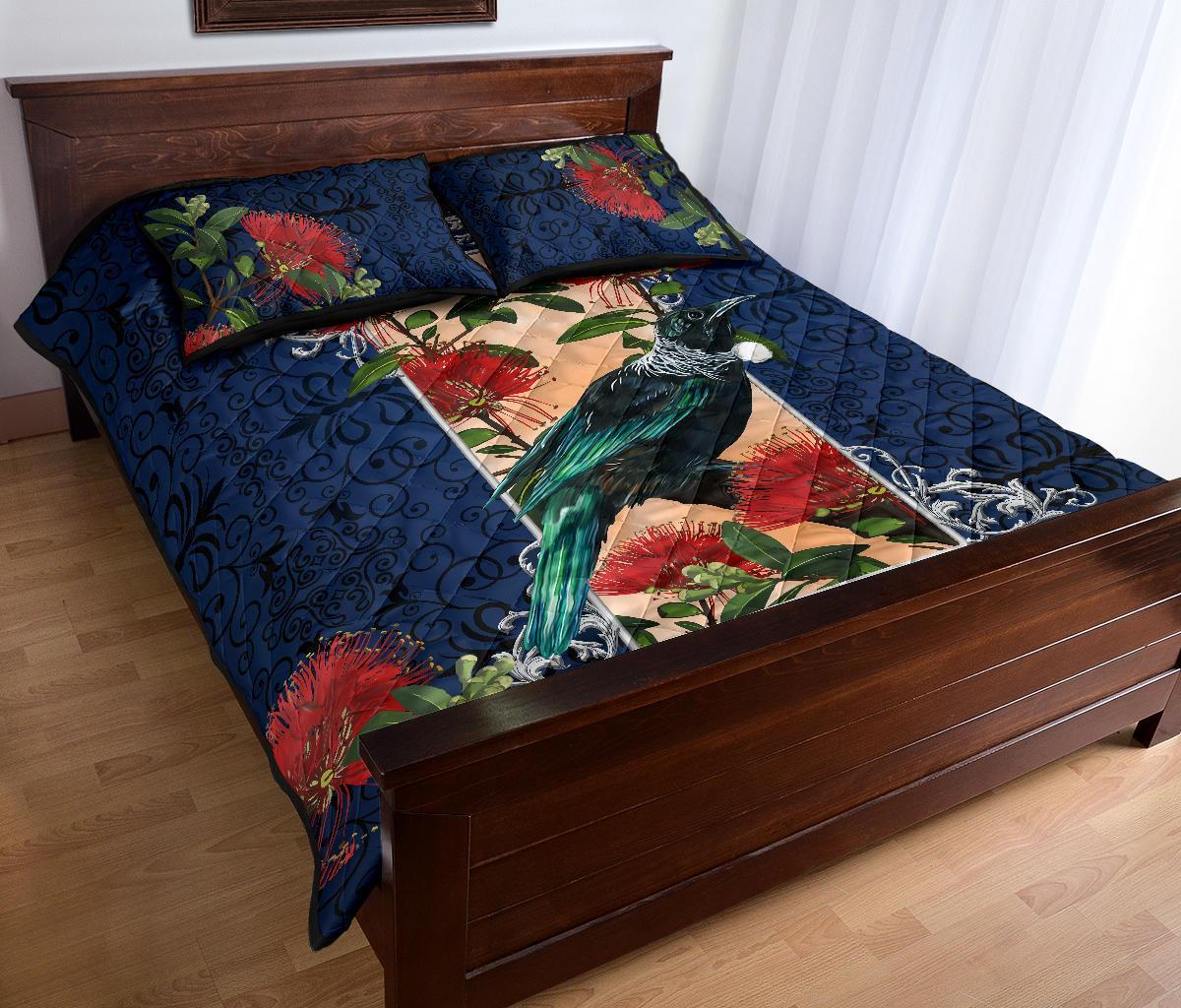 tui-bird-new-zealand-pohutukawa-tree-quilt-bed-set