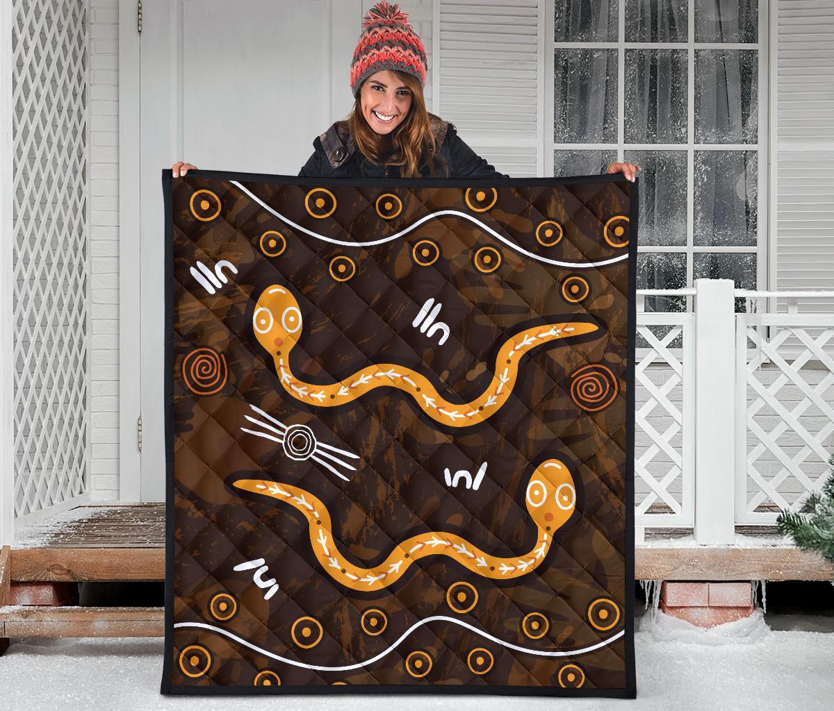 aboriginal-premium-quilt-indigenous-snake-hand-brown-color-1