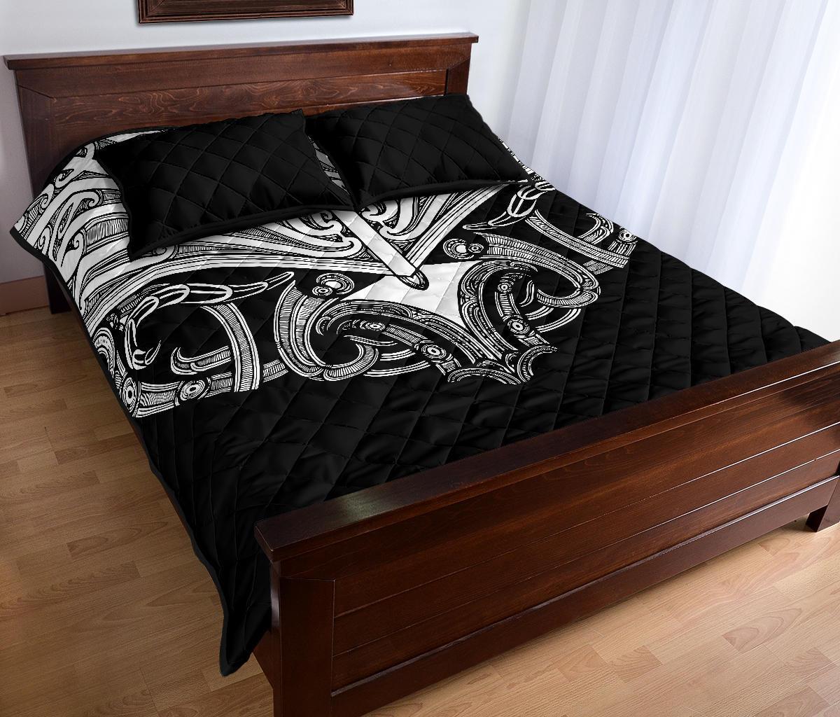 quilt-bed-set-nz-maori-tattoo-koru-white