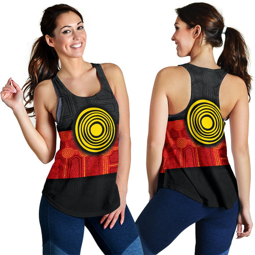Aboriginal Women's Racerback Tank - Aussie Indigenous Flag - Vibe Hoodie