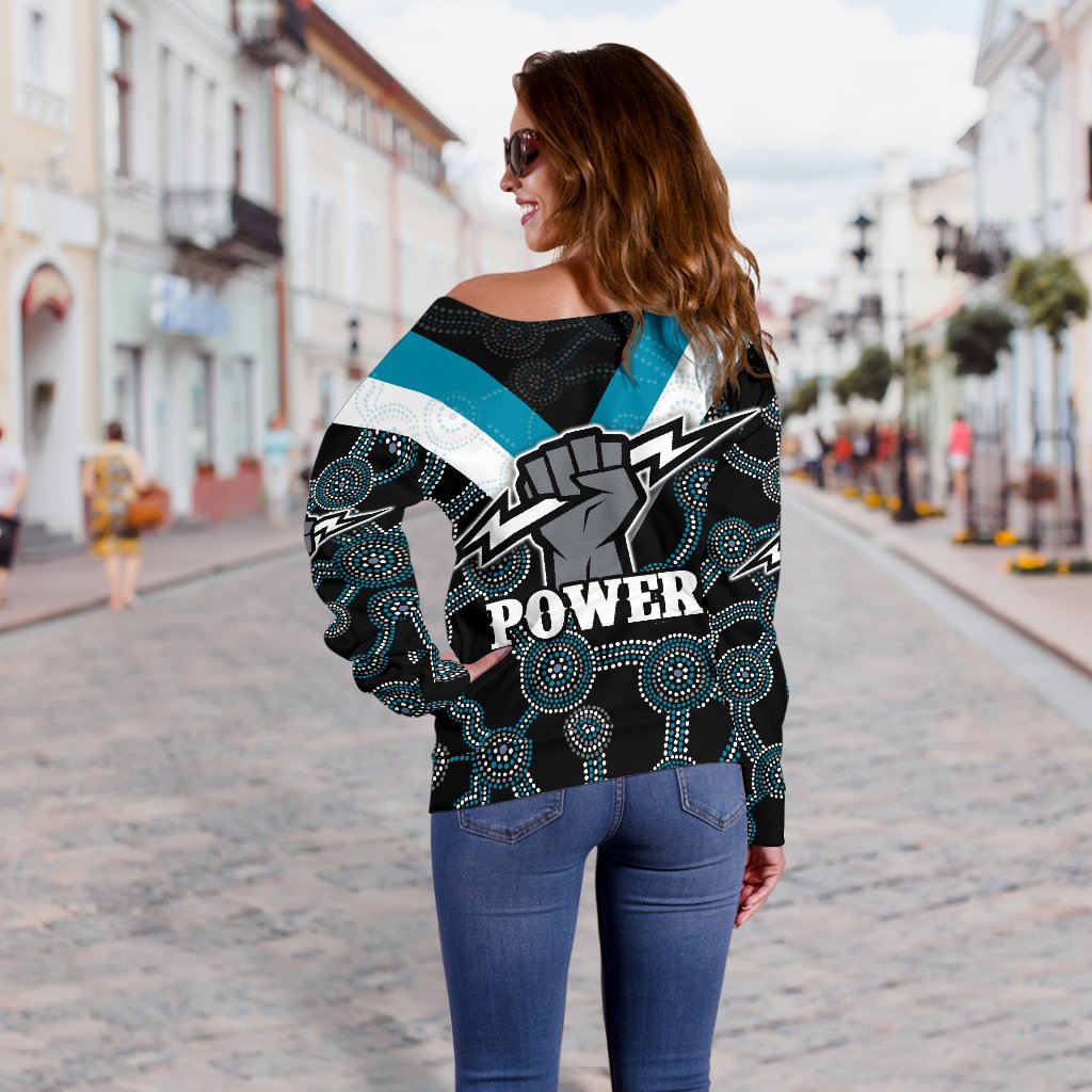 Port Adelaide Off Shoulder Sweater Power - Vibe Hoodie