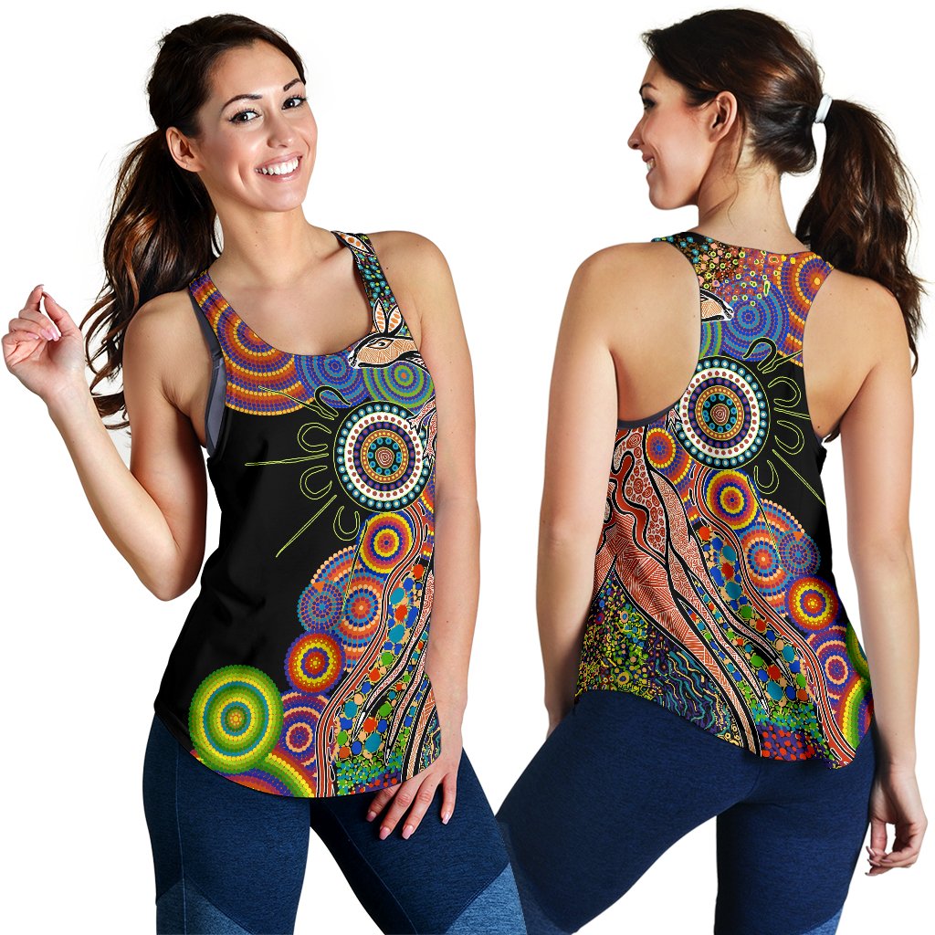 Australia Women's Racerback Tank Aboriginal Style NO.1 - Vibe Hoodie