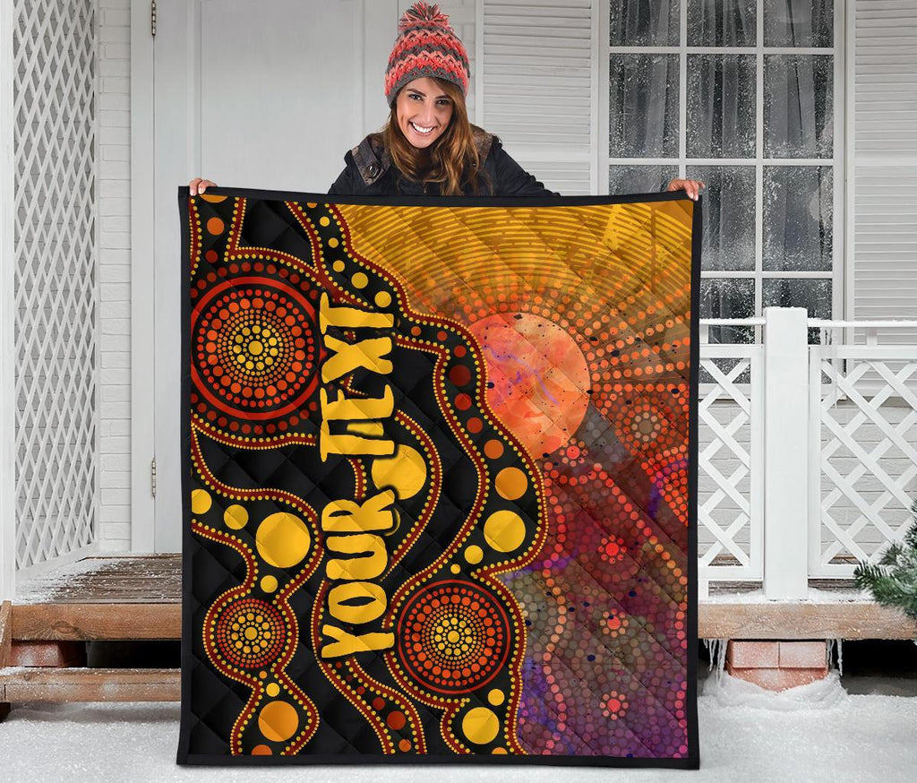 custom-text-aboriginal-premium-quilt-australia-indigenous-flag-circle-dot-painting-art-golden