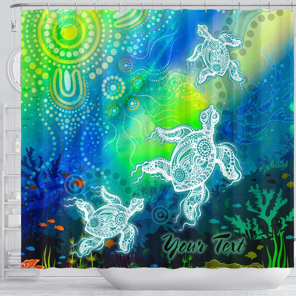 custom-text-aboriginal-shower-curtains-indigenous-turtle-ocean-dot-painting-art