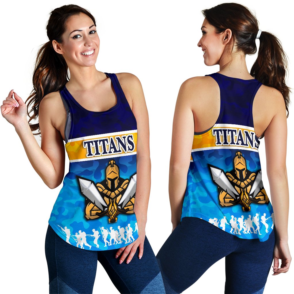 Gold Coast Women Racerback Tank Titans Gladiator Anzac Day 2021 Version - Camouflage - Vibe Hoodie