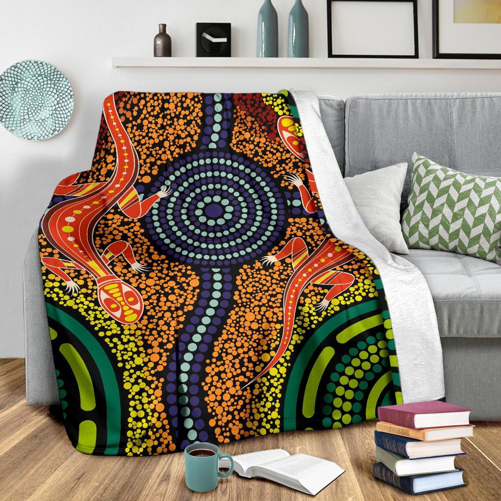 1st-australia-premium-blanket-aboriginal-two-lizards-dot-painting-circle