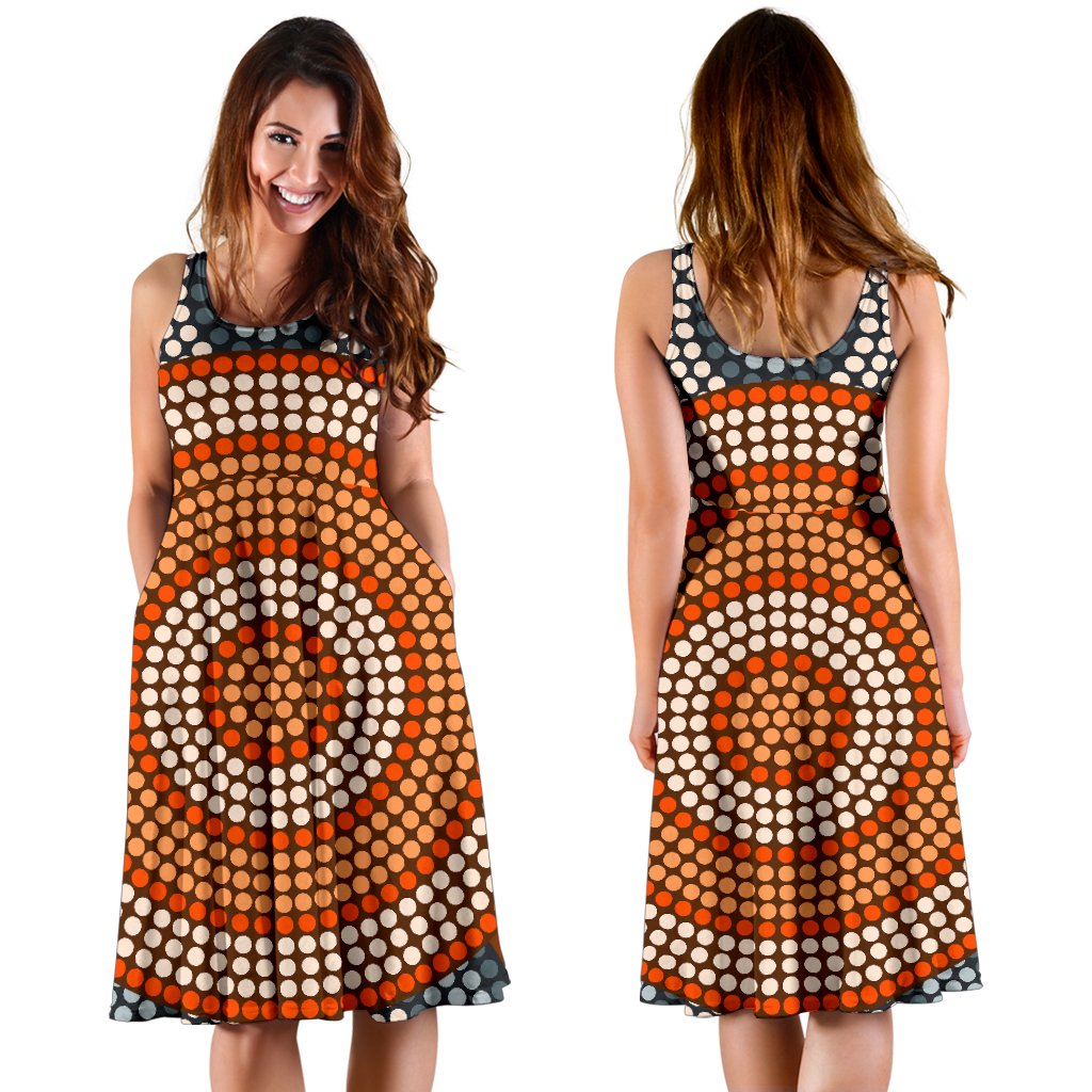 Midi Dress - Aboriginal Dot Painting Dress Ver05 - Vibe Hoodie