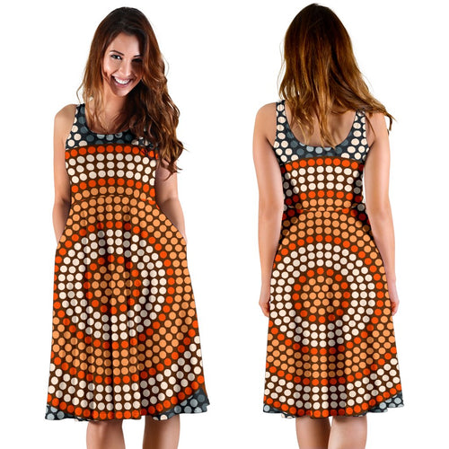 Midi Dress - Aboriginal Dot Painting Dress Ver05 - Vibe Hoodie