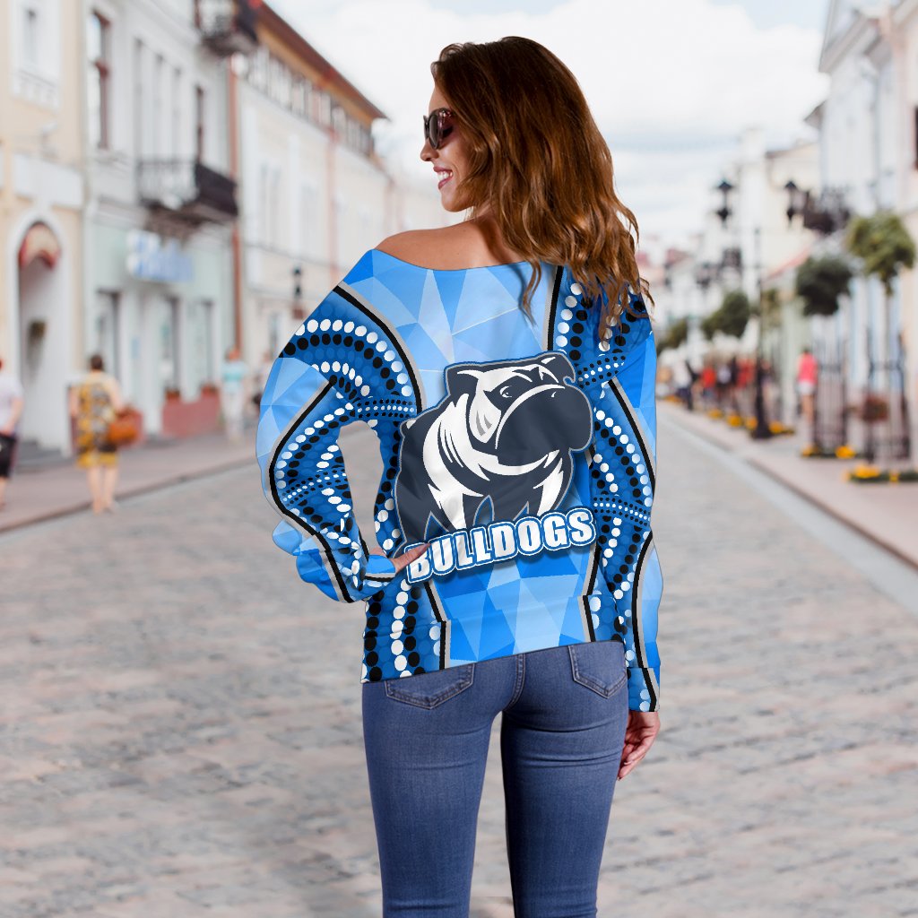 Bulldogs Women Off Shoulder Sweater Indigenous Snappy - Vibe Hoodie