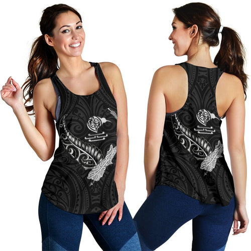 New Zealand Heart Women'S Racerback Tank - Map Kiwi Mix Silver Fern White - Vibe Hoodie
