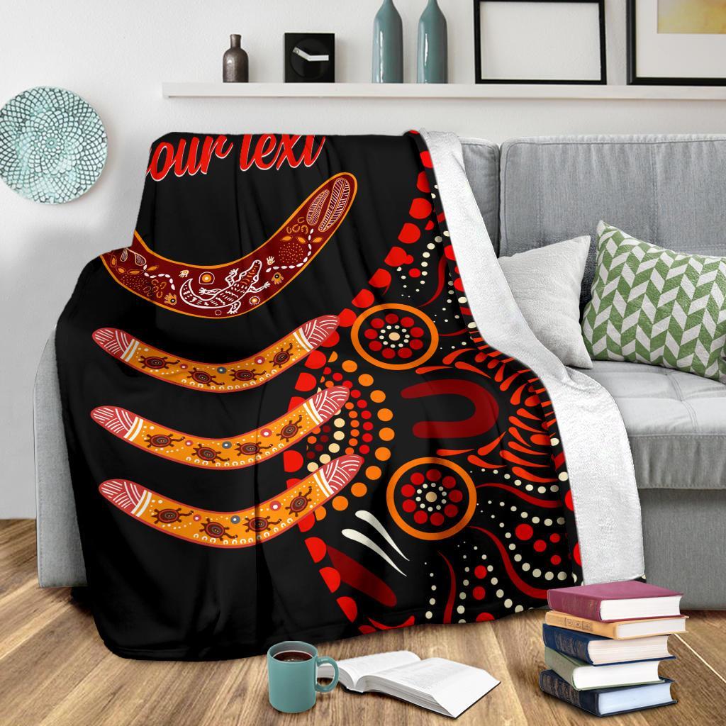 aboriginal-personalised-premium-blanket-aboriginal-boomerangs-with-dot-painting-pattern