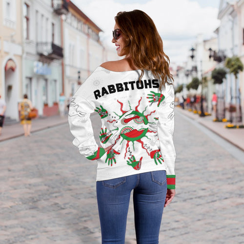 Rabbitohs Indigenous Off Shoulder Sweater Animals Aboriginal - Vibe Hoodie