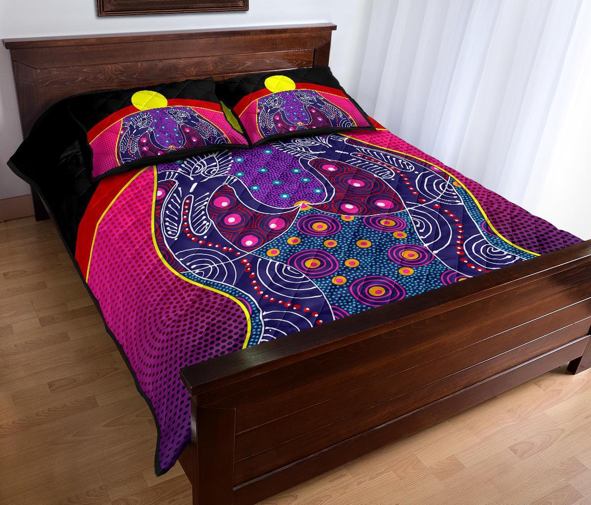 quilt-bed-set-aboriginal-sublimation-dot-pattern-style-violet