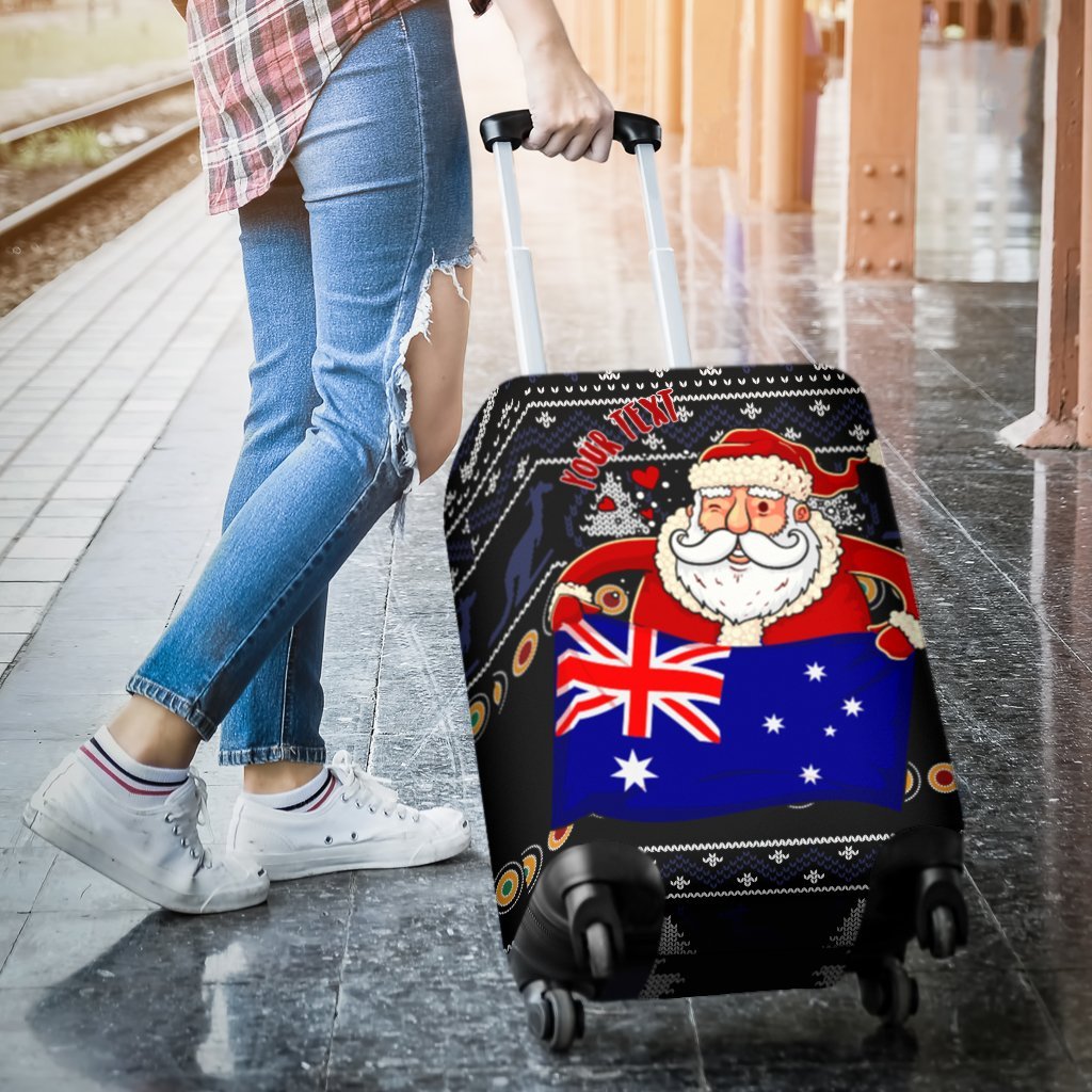 christmas-personalised-luggage-covers-australia-santa-claus-hold-the-flag-black