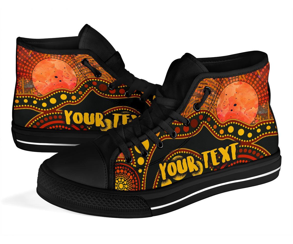 custom-text-aboriginal-high-top-shoes-australia-indigenous-flag-circle-dot-painting-art-golden