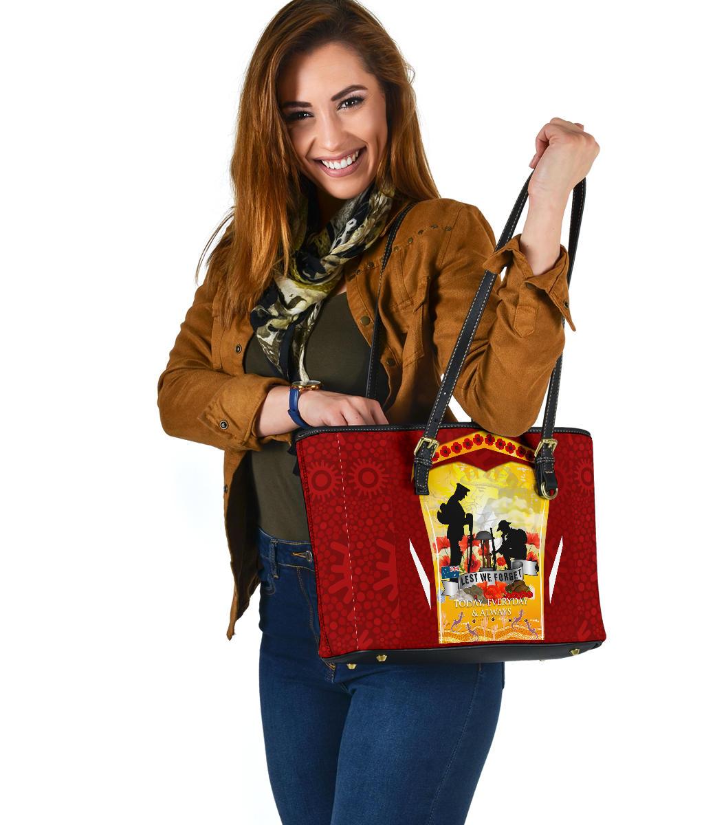 anzac-small-leather-tote-lest-we-forget-aboriginal-version