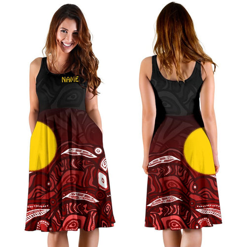 [Custom Text] Aboriginal Midi Dress - Red Landscape - Vibe Hoodie