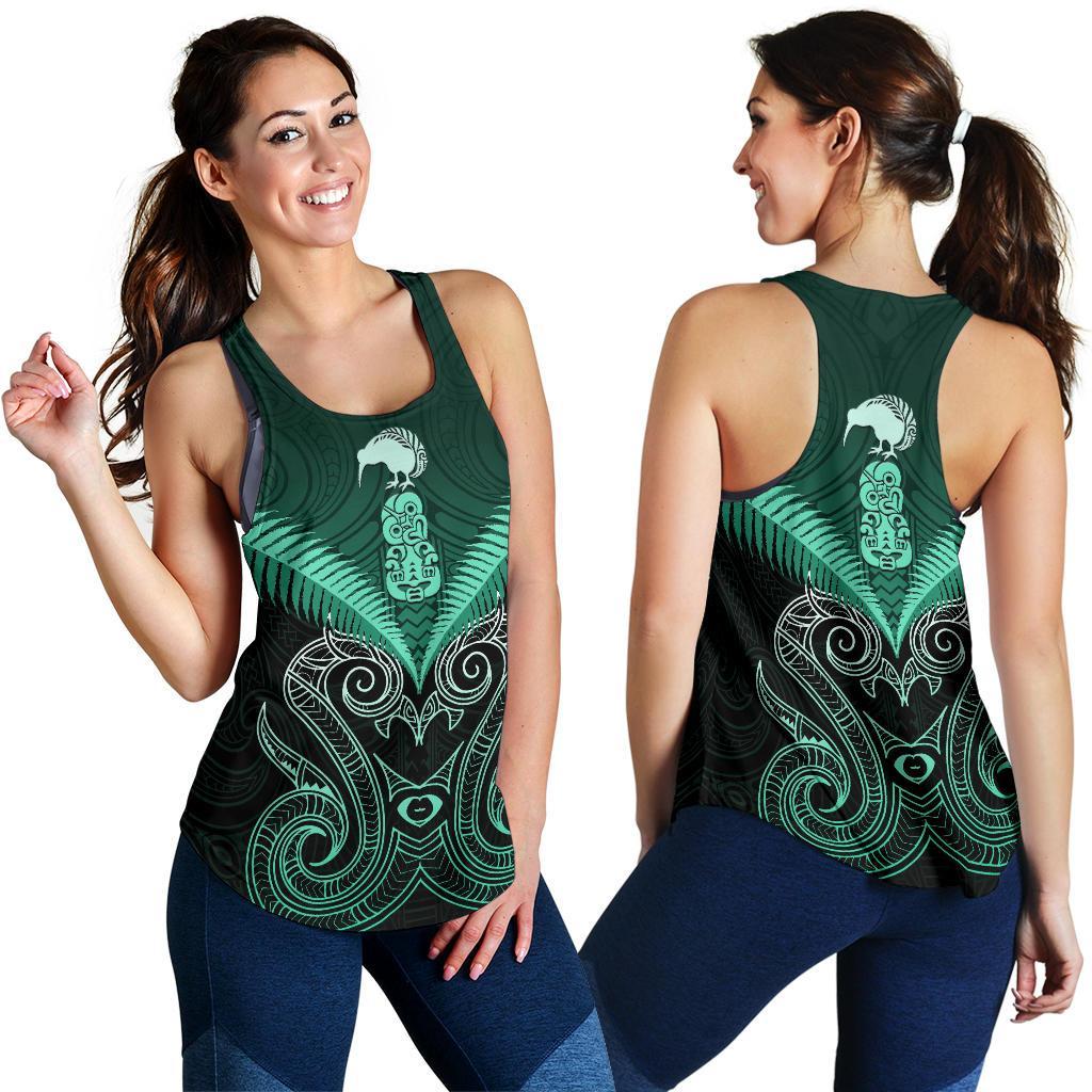 Maori Manaia New Zealand Women Racerback Tank Turquoise - Vibe Hoodie