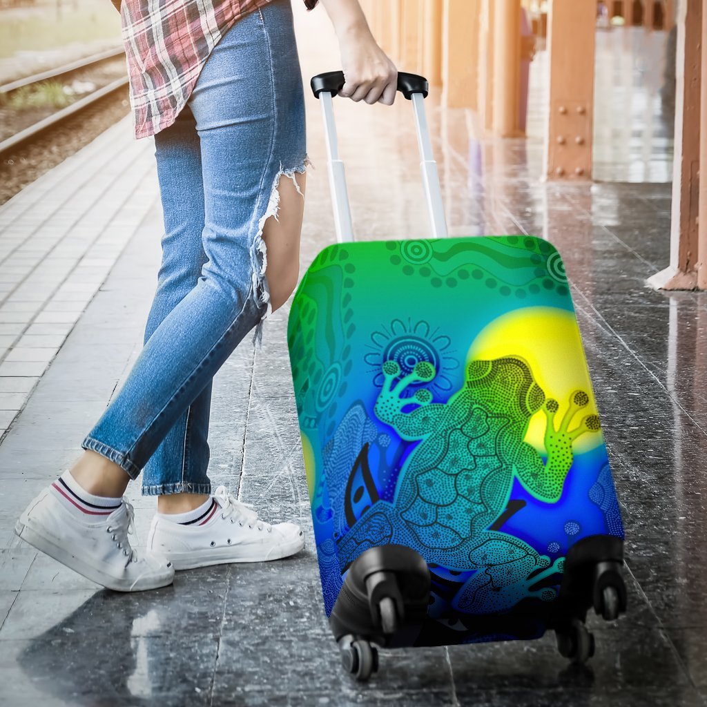 aboriginal-luggage-covers-indigenous-frog-blue