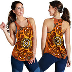 Aboriginal Women's Raceback Tank - Baby Kangaroo And Dot Painting Patterns - Vibe Hoodie