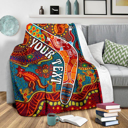aboriginal-personalised-premium-blanket-indigenous-boomerang
