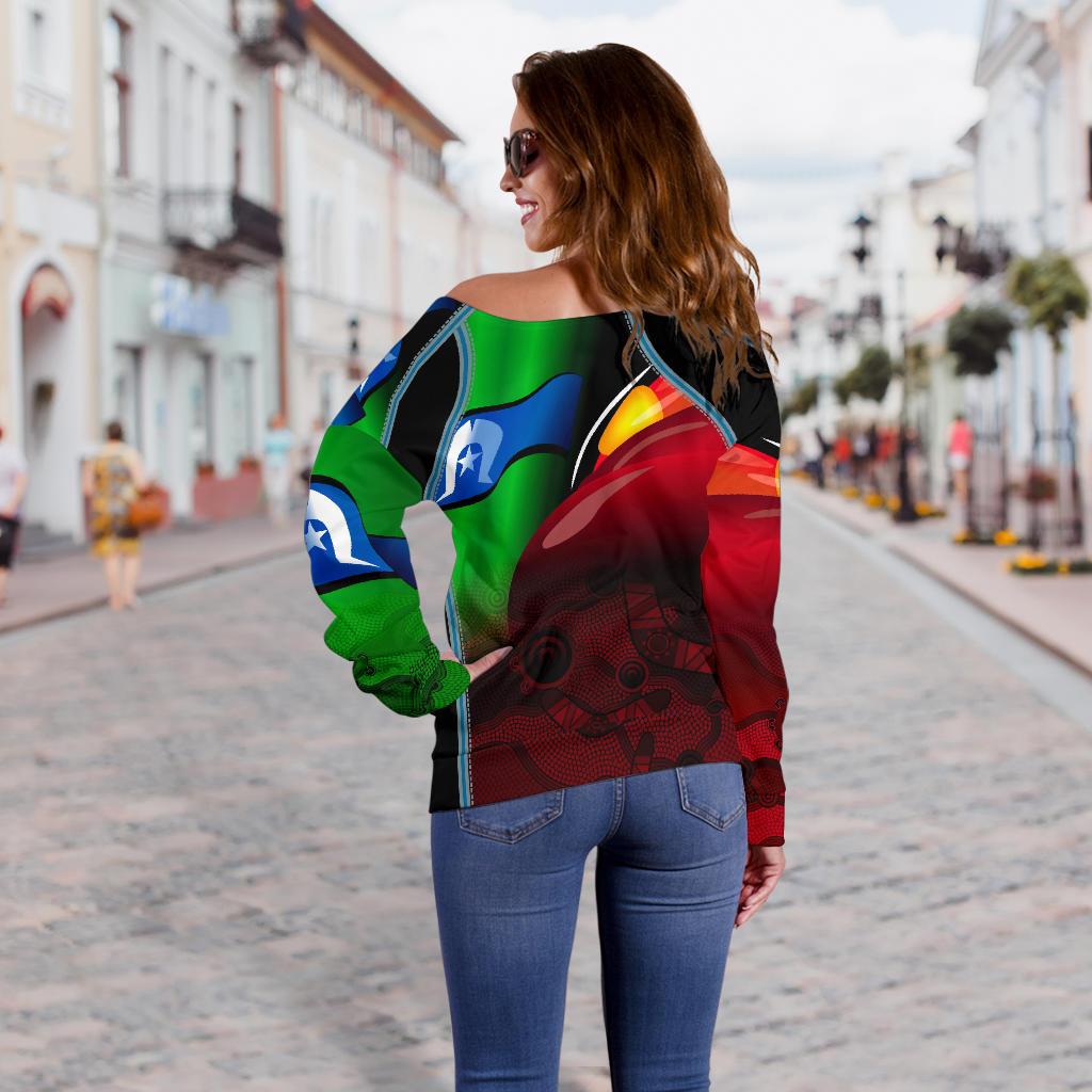 Aboriginal Women's Off Shoulder Sweater, Naidoc  Week - Vibe Hoodie