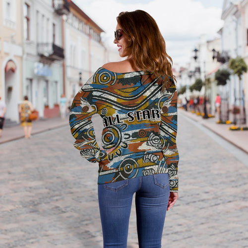 Indigenous All Stars Women's Off Shoulder Sweater - Vibe Hoodie