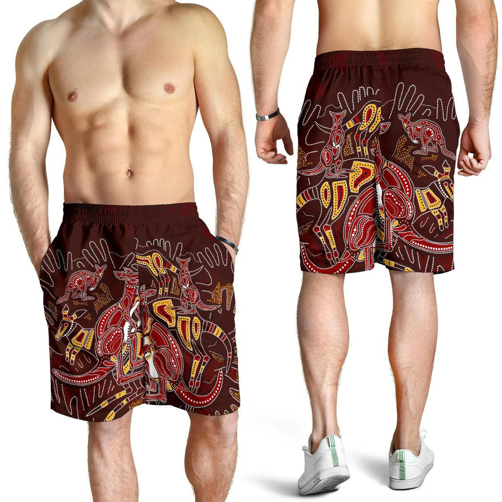 aboriginal-mens-shorts-kangaroo-family-with-hand-art