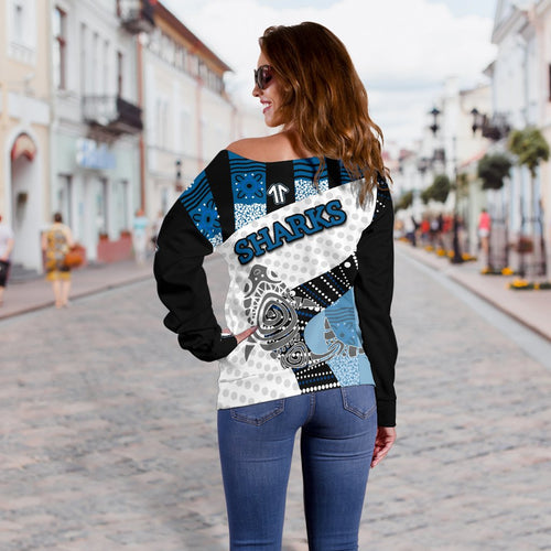 Sharks Women's Off Shoulder Sweater - Vibe Hoodie