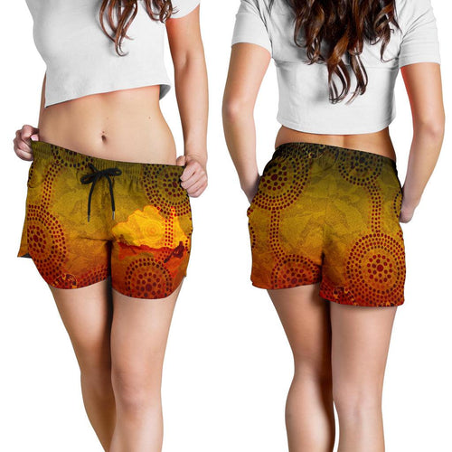Aboriginal Women's Shorts, Australian Map with  Indigenous Color - Vibe Hoodie