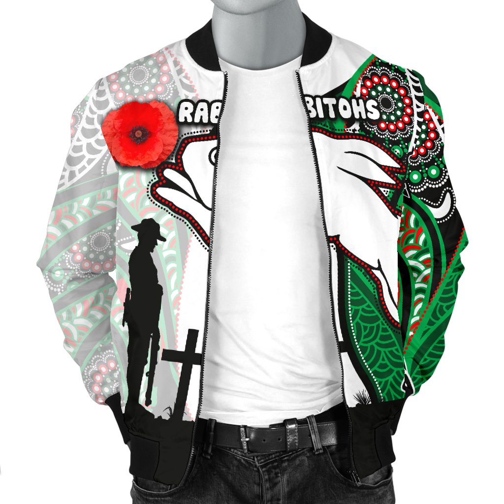 custom-personalised-rabbitohs-mens-bomber-jacket-indigenous-anzac-day