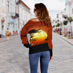 Off Shoulder Sweater - Kangaroo Sweater Sunset Ver01 - Vibe Hoodie