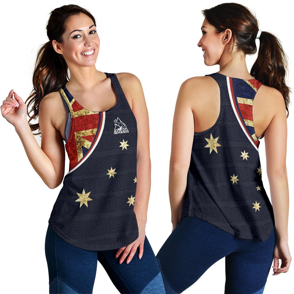 Racerback Tank - Aus Flag Top Tank Vintage Kangaroo Symbol - Women - Vibe Hoodie