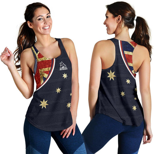 Racerback Tank - Aus Flag Top Tank Vintage Kangaroo Symbol - Women - Vibe Hoodie