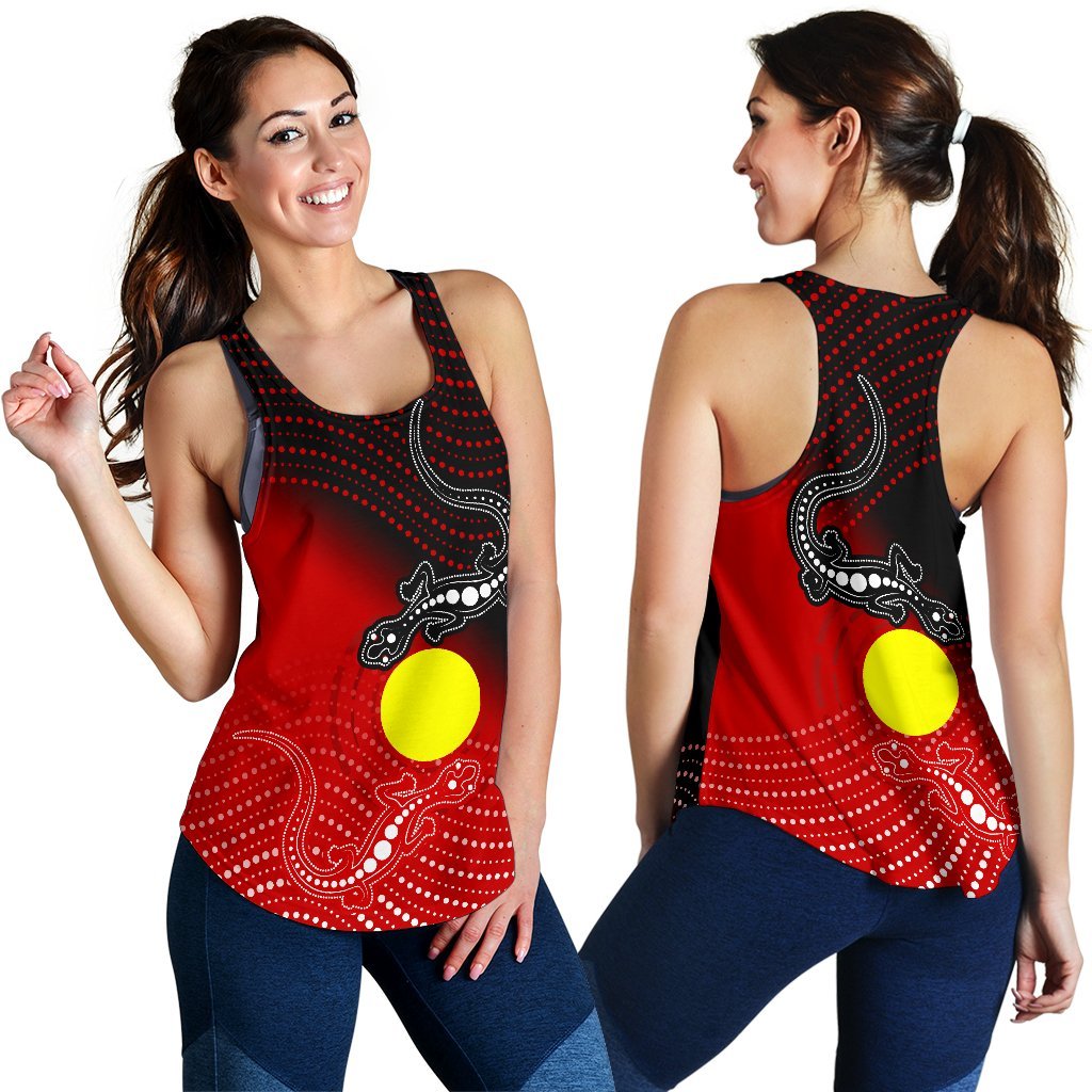 Aboriginal Women's Racerback Tank - Two Indigenous Lizard - Vibe Hoodie