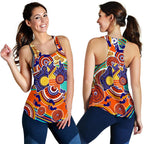 Aboriginal Racerback Tank - Australian Map Dot Painting - Women - Vibe Hoodie