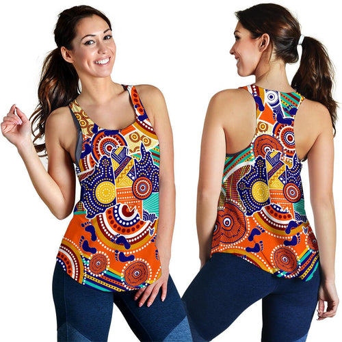 Aboriginal Racerback Tank - Australian Map Dot Painting - Women - Vibe Hoodie