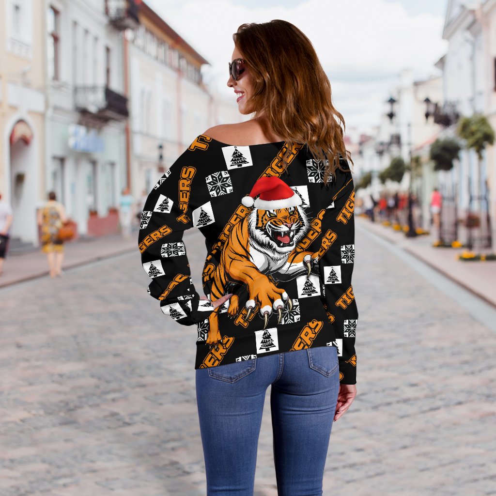 Wests Christmas Women's Off Shoulder Sweater Tigers Fancy - Vibe Hoodie