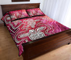 aboriginal-quilt-bed-set-sea-turtle-with-indigenous-patterns-pink