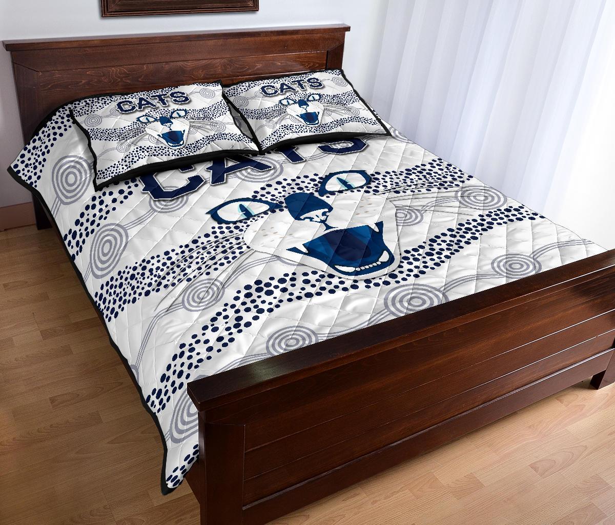 geelong-quilt-bed-set-cats-indigenous-white