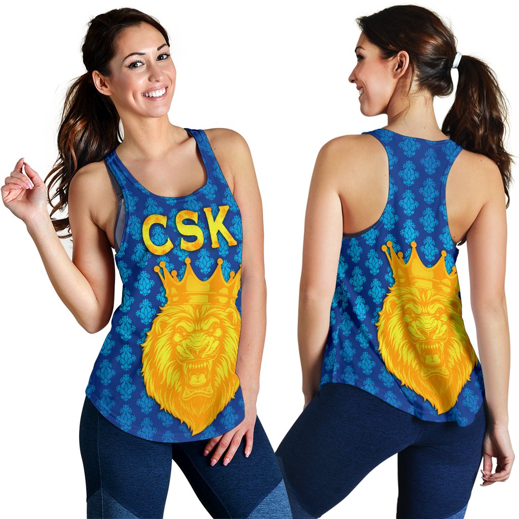 CSK Women Racerback Tank Cricket Traditional Pride - Blue - Vibe Hoodie