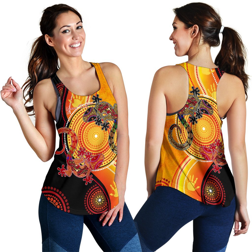 Aboriginal Personalised Women's Racerback Tank - Couple Aboriginal Lizards - Vibe Hoodie