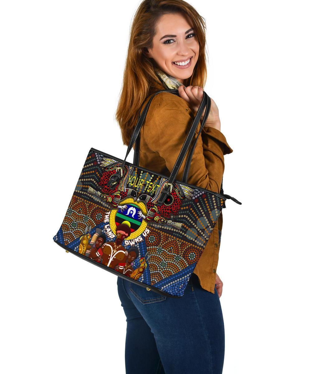 custom-text-the-land-owns-us-large-leather-tote-bag