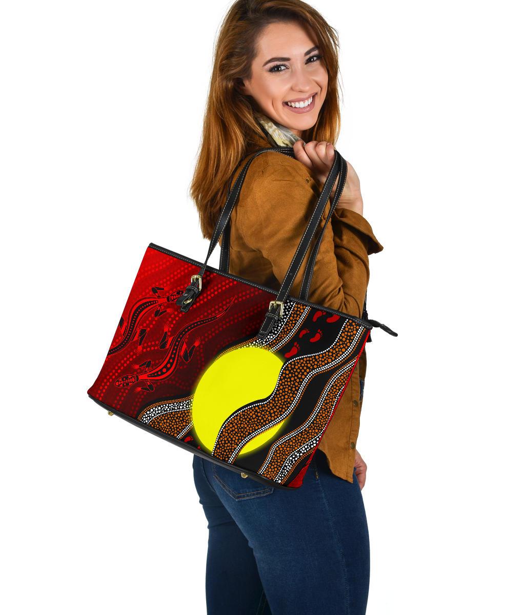 aboriginal-leather-tote-bag-aboriginal-flag-lizard-dot-painting-style