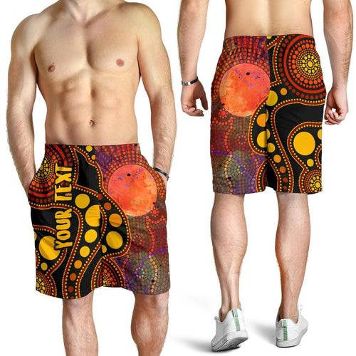 custom-text-aboriginal-mens-shorts-australia-indigenous-flag-circle-dot-painting-art-golden