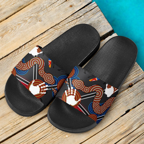 aboriginal-slide-sandals-australian-boomerang-and-snake-indigenous-art