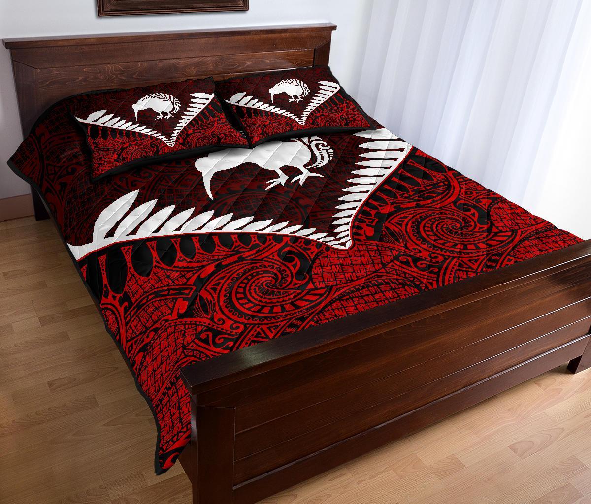 kiwi-silver-fern-classic-quilt-bed-set-red